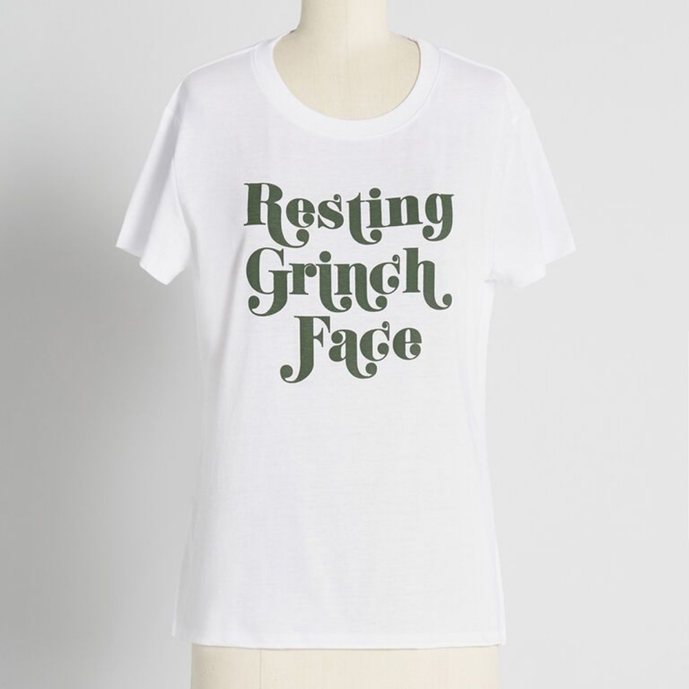Modcloth Sub_Urban Riot Christmas Holidays Graphic Tee "Resting Grinch Face" XL